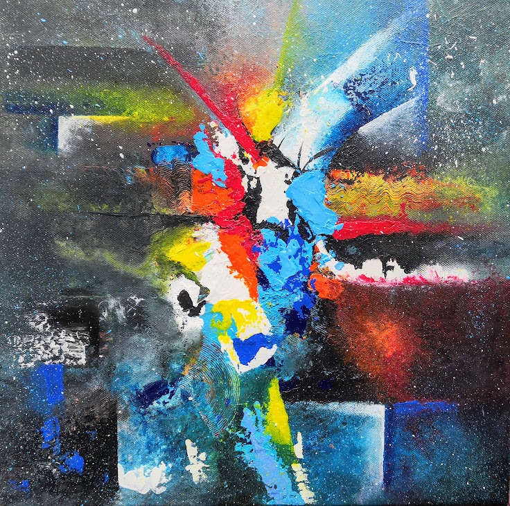 La toile abstraite Cosmique par l'artiste peintre Florence Haverlant