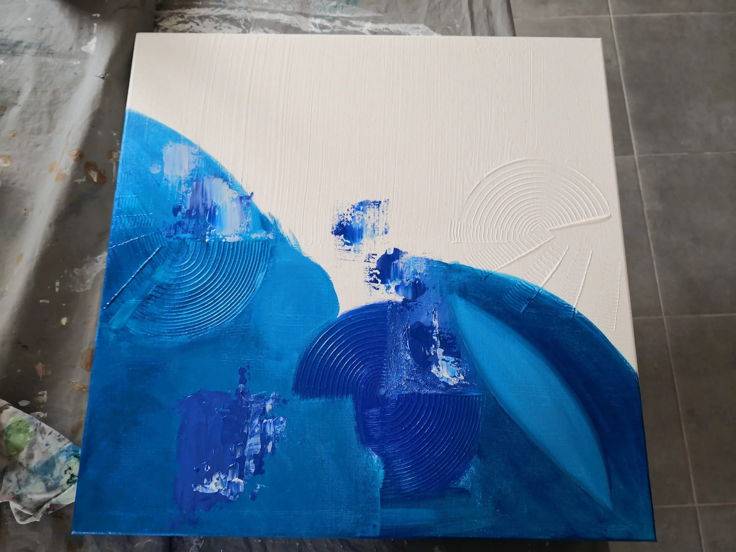 Souffle de Vie, peinture abstraite de l'artiste peintre Florence Haverlant : premiers coups de pinceau