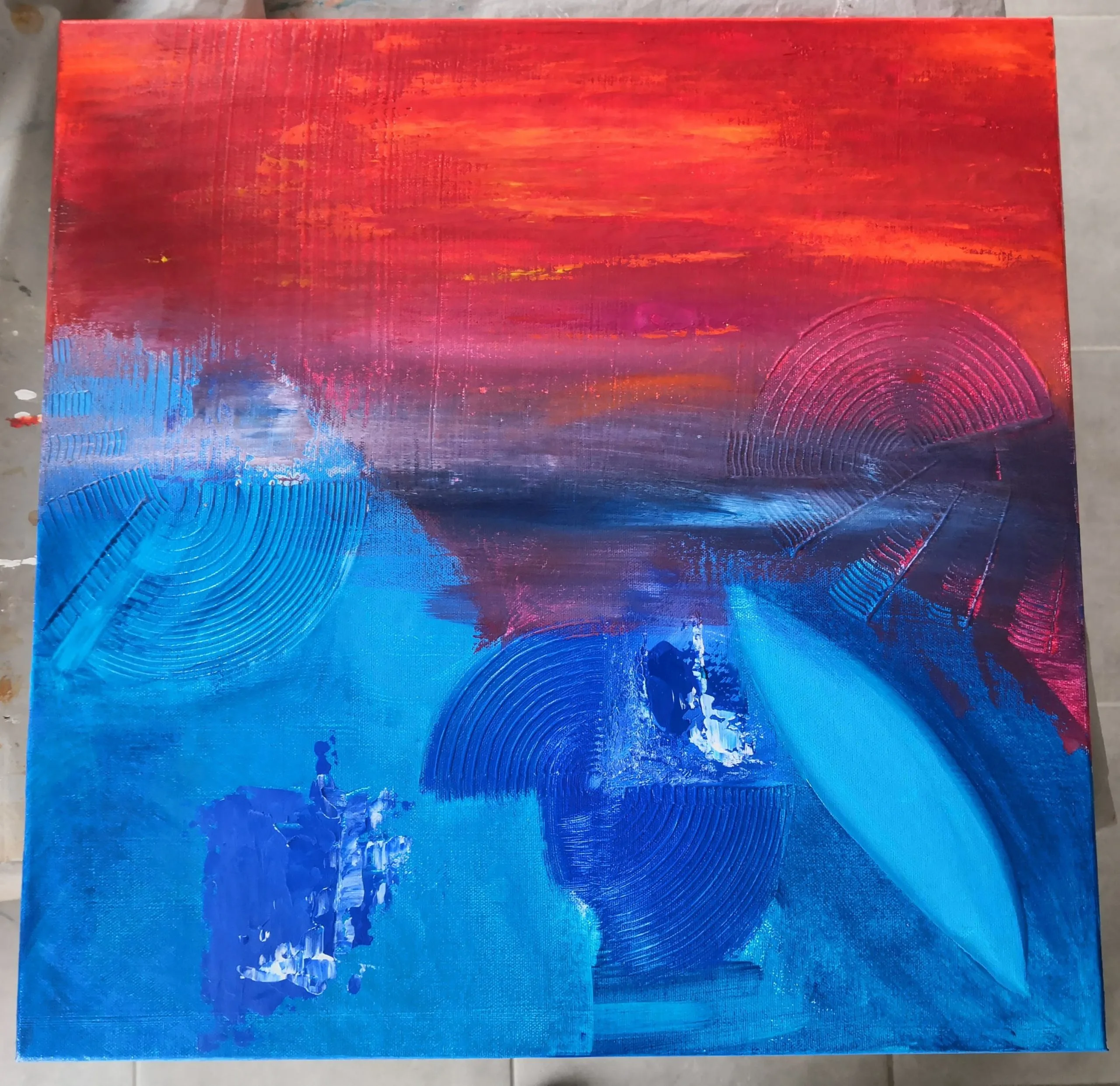 Souffle de Vie, peinture abstraite de l'artiste peintre Florence Haverlant : harmonisation des teintes