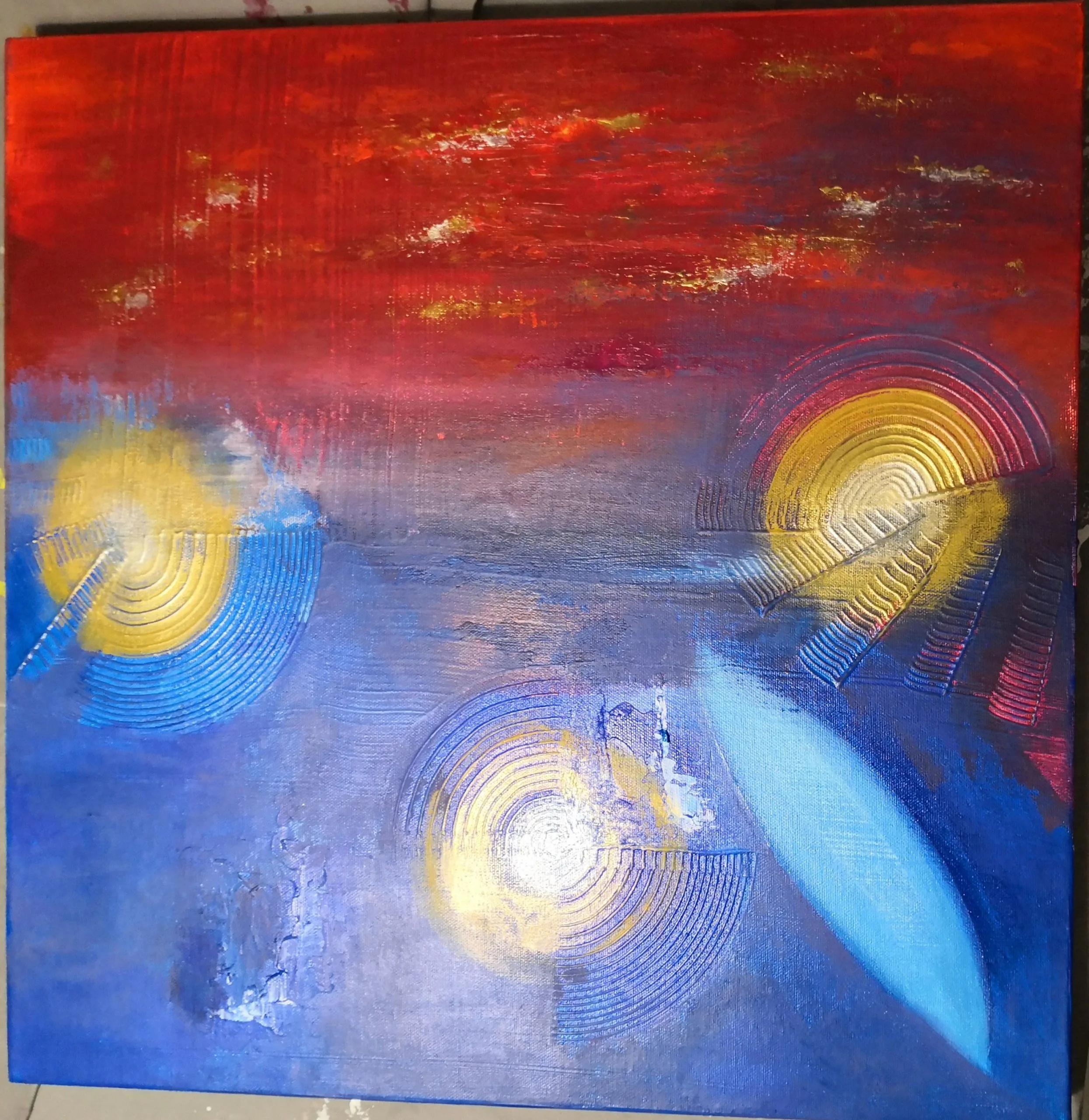 Souffle de Vie, peinture abstraite de l'artiste peintre Florence Haverlant : superpositions et textures