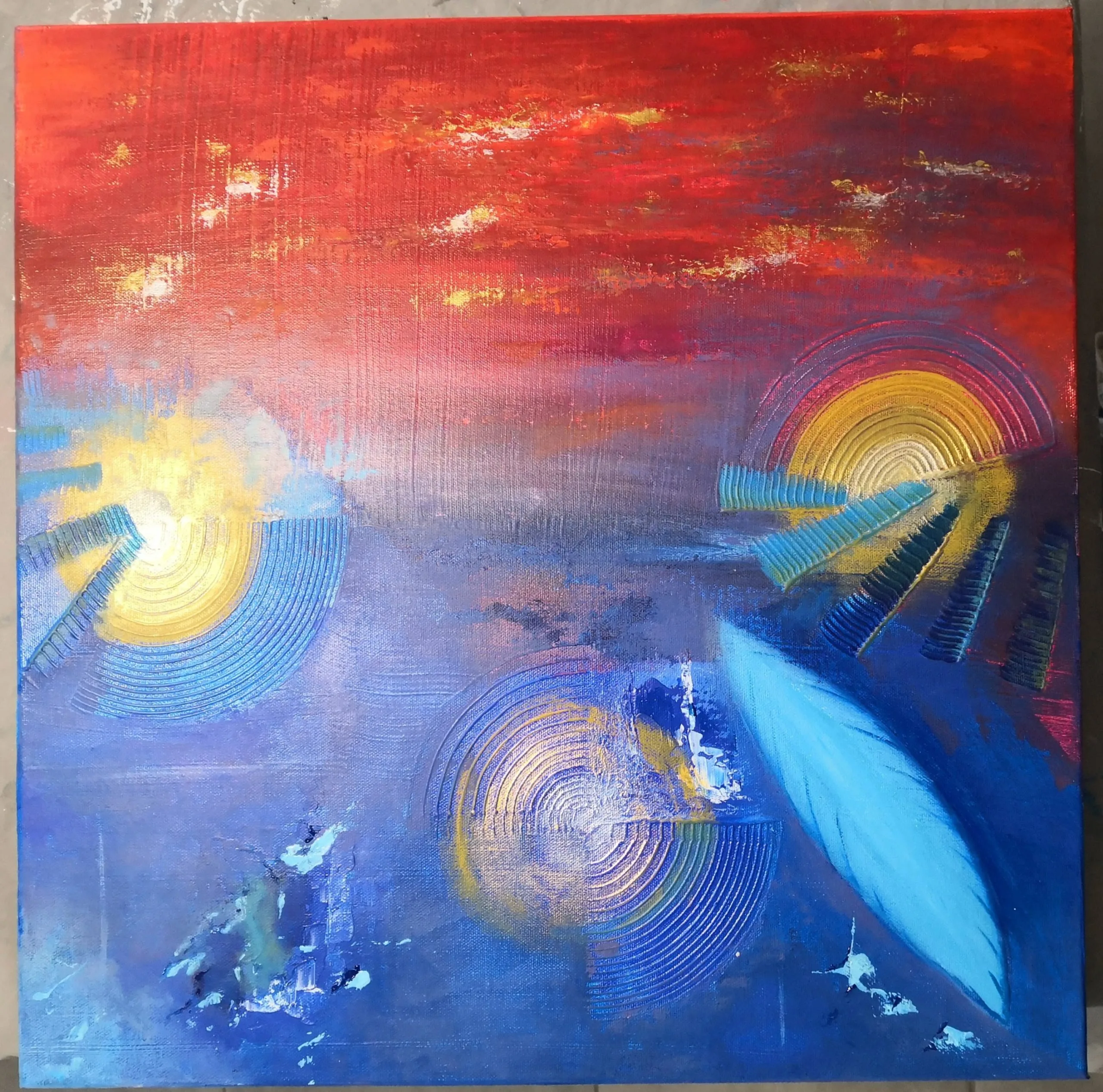 Souffle de Vie, peinture abstraite de l'artiste peintre Florence Haverlant : détails et finitions