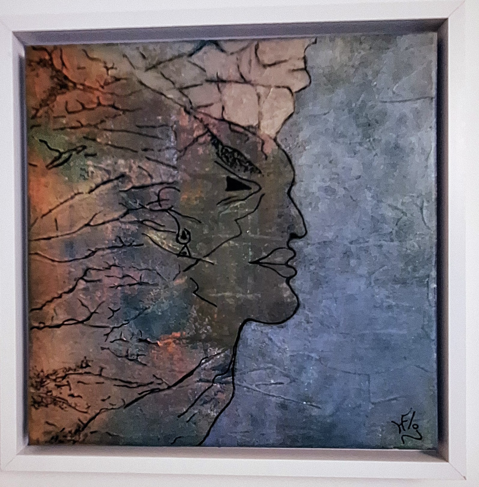 Le gardien des mondes – tableau abstrait de Florence Haverlant