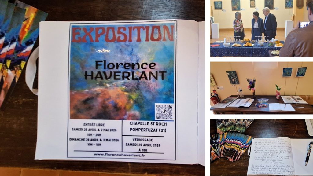 Montage de l’exposition de Florence Haverlant à la Chapelle Saint‑Roch à Pompertuzat