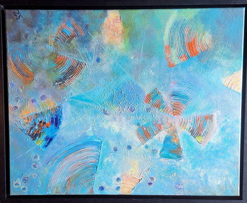 Tableau abstrait “Spirales du temps” – œuvre offerte – Florence Haverlant