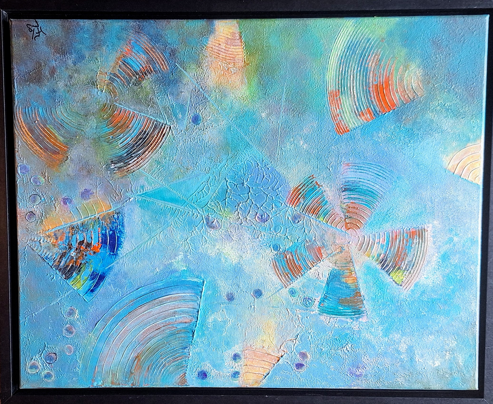 Tableau abstrait “Spirales du temps” – œuvre offerte – Florence Haverlant