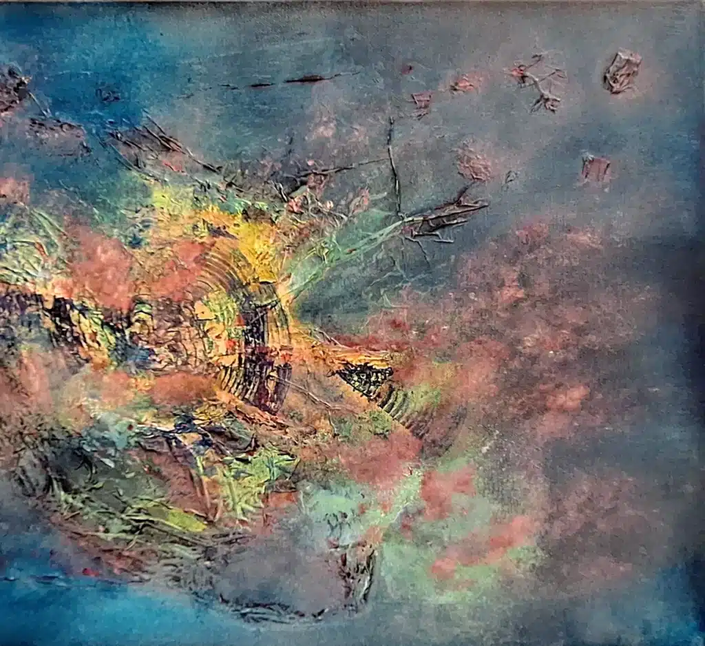 Peinture abstraite contemporaine L'Esprit Sauvage de Florence Haverlant évoquant une silhouette animale et une énergie instinctive.