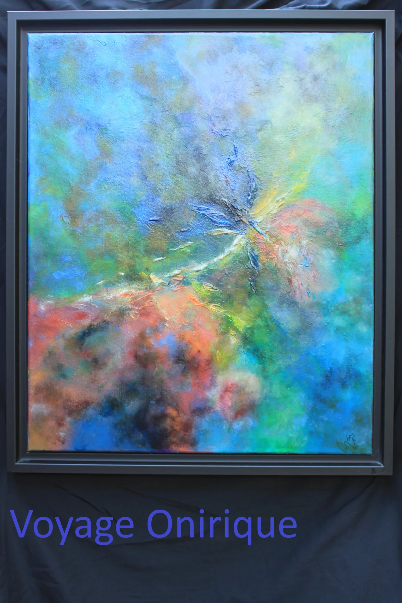 Peinture abstraite contemporaine « Voyage onirique » de Florence exposée à la Galerie des Carmes de Toulouse.